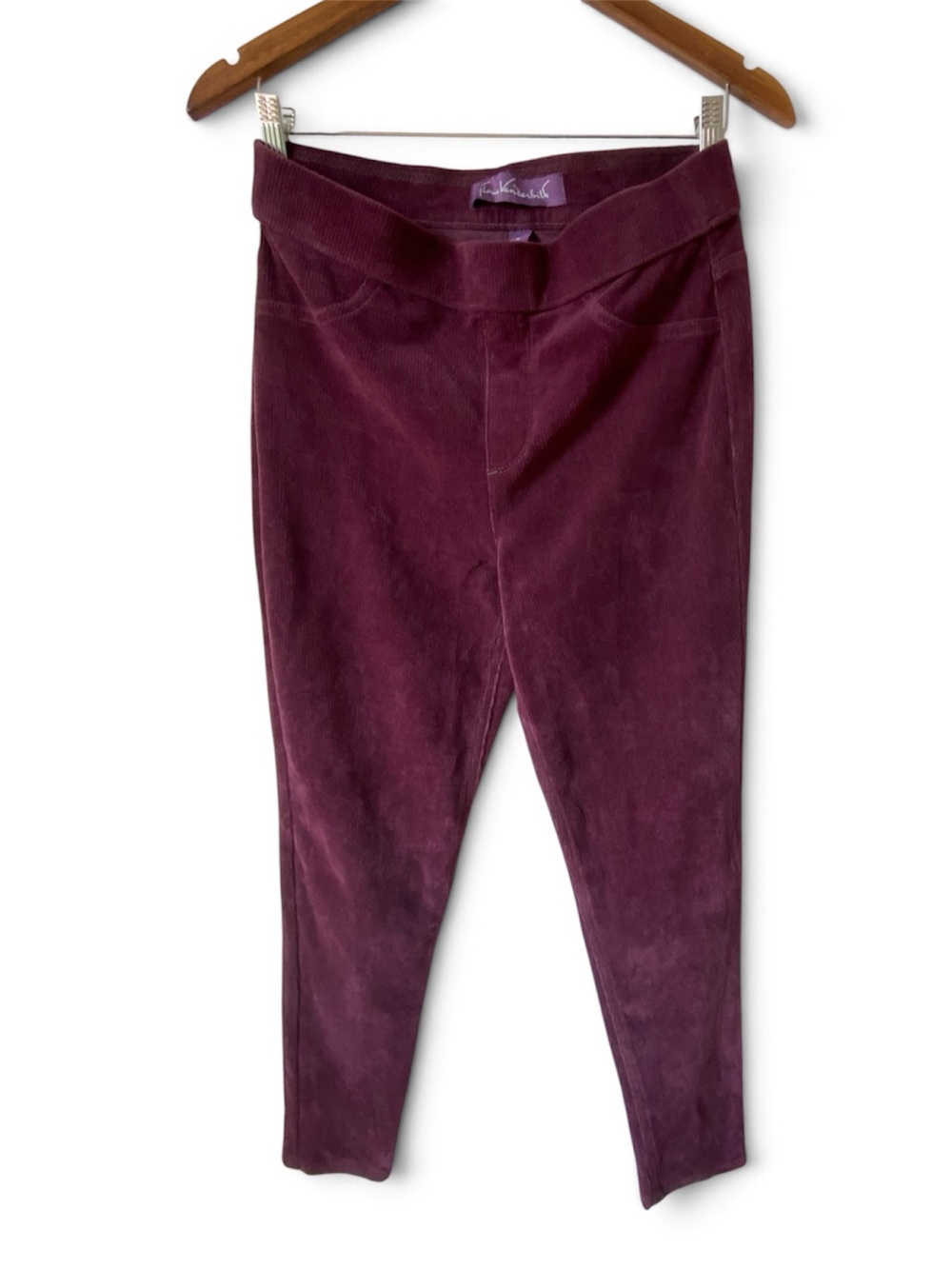 Gloria Vanderbilt Burgundy Corduroy Stretchy Comfy Leggings Size Medium